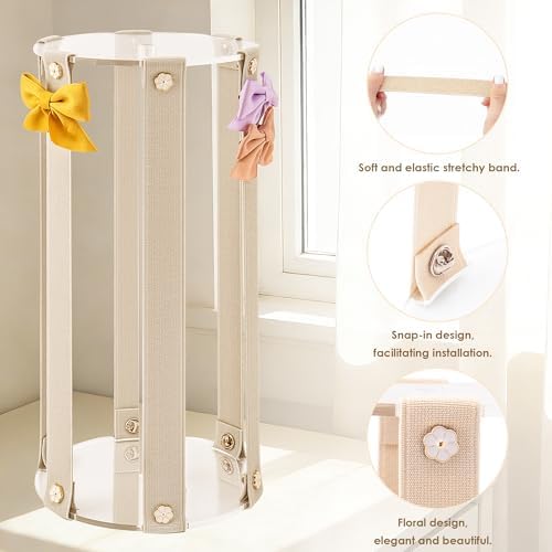Bow Organizer for Girls - Large Capacity Hair Clip Organizer, Effortless Hair Bow Holder for Home Dresser, Perfect for Gifting, Essential Storage Solution for Girls (Beige - Image 3