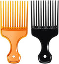 SIMPOR 2 Pcs Hair Pick Comb Wide Tooth Lift for Hair Styling Detangling, Plastic Afro Pick for Women Men, Fist Picks for Curly and Afro Hair (Clear Orange, Black) by SIMPOR
