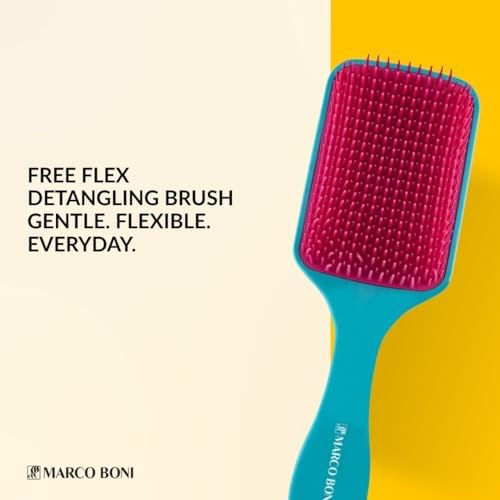 Marco Boni Free Flex Detangling Hair Brush, Flexible Hairbrush for Wet & Dry Hair, Pain-Free Detangler, Ergonomic Handle, All Hair Types, Noite Rosa - Image 2