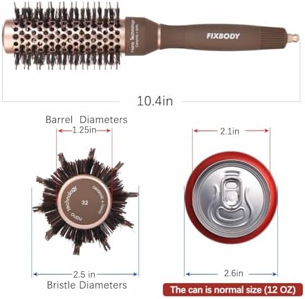 FIXBODY Round Hair Brush with Boar Bristles, Nano Thermal Ceramic, Ionic Tech and Anti-Static, Roller Hairbrush for Blow Drying, Curling, Straightening (2.5 inch, Barrel 1.25 inch) - Image 2