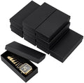 PH PandaHall 10pcs Paper Watch Storage Box,5.2"x2.3"x1.3" Black Cardboard Single Watch Gift Box with Sponge Striped Textured Watch Display Holder for Watch Bracelet Jewelry Display Packing by PHPandaHall