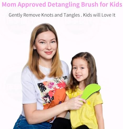 79STYLE 3pcs Detangler Brush Tangle Free Hair Brushes For Kids Knot Free No Pain Detangling Kids Hair Brush Combs For Women Curly Fine Hair (Size 7.4 Inch -Green) - Image 3