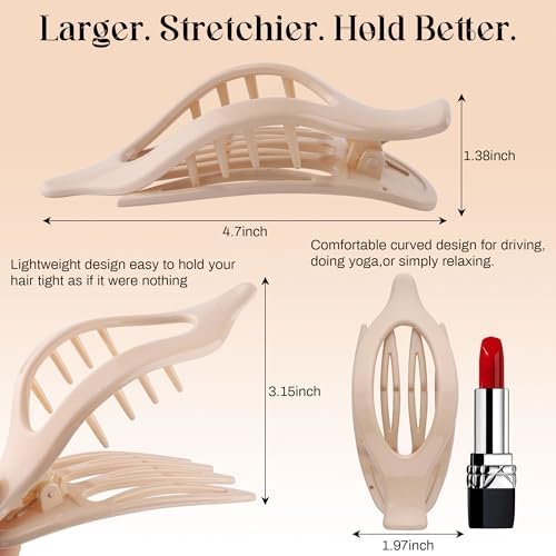 AWAYTR 6Pcs French Flat Hair Clips, Lay Flat Claw Clip for Women - Image 4