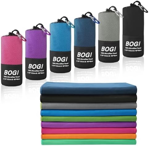 BOGI Microfiber Travel Sports Towel-Quick Dry Soft Lightweight Absorbent Compact for Camping Gym Beach Bath Yoga Swimming Backpacking (XL:72''x32''+16''x16''-Black) by BOGI