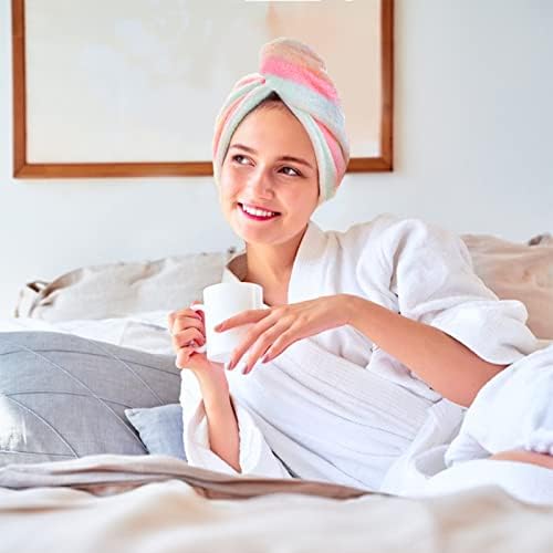 AuroTrends Microfiber Hair Towel 2-Pack, Rainbow Wrap for Women/Kids - Image 6