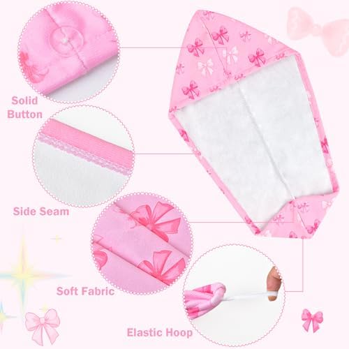 Microfiber Hair Towel Wrap for Kids Hair Drying Towel Wrap with Button 2 Pack Wet Hair Towel Wrap Head Towels Wrap for Girls - Image 3