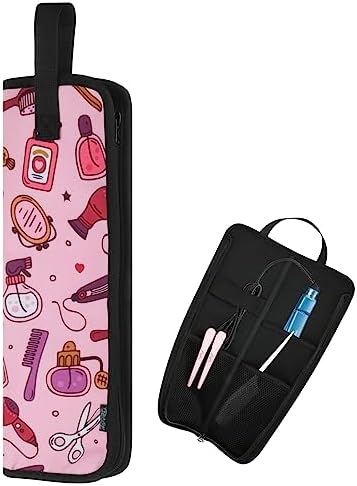 Beautyflier Premium Universal Flat Iron Holder Tavel Bag, Heat-Resistant Canvas Travel Tote Bag for Hair Straighteners, Ideal for Home & Travel Use, Fits Most Hair Tools, Pink by Beautyflier