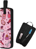 Beautyflier Premium Universal Flat Iron Holder Tavel Bag, Heat-Resistant Canvas Travel Tote Bag for Hair Straighteners, Ideal for Home & Travel Use, Fits Most Hair Tools, Pink by Beautyflier