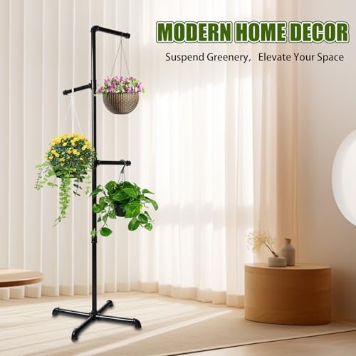 Hanging Plant Stand Indoor, Black Metal Plant Holder, 61 Inch - Image 5