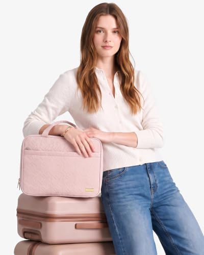 NISHEL Travel Toiletry Bag for women, Portable Hanging Organizer for Family-Sized Shampoo, Conditioner, Brushes Set, Makeup Accessories, Extra Large Size, Pink - Image 6