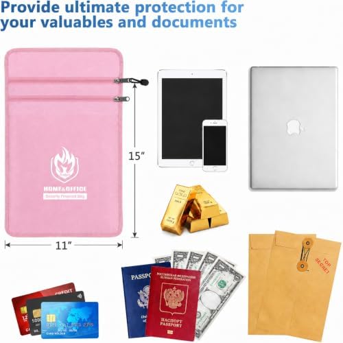 Andyer 2 Pockets Fireproof Document Bag (15"x11"), Protect Values from Fire - Image 2