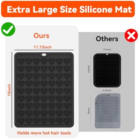 Large Silicone Heat Resistant Mat for Hair Tools with Heart Design, 15"x12" - Image 5