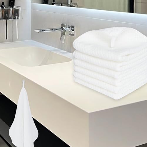 MaopaoBeauty Washcloth Set for Bathroom - Quick Drying - Ultra Soft Microfiber Absorbent Towel for Bath Fitness, Gym, Shower, Hotel, and Spa - 13x13 Inch | Set of 6, White - Image 7