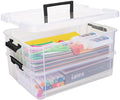 TERGOO 2 Layer Plastic Storage Containers with Lids, Multipurpose Clear Stack & Carry Box, Portable Craft Organizers and Storage Bin for Organizing Art & Craft, Sewing, Makeup, Nail Supplies (Black) by Focusonefficientstorage