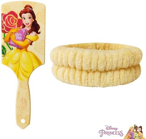 LUV HER Kids Hair Brush & Spa Headband Set for Girls - Features Disney Bella from Beauty & Beast - Fun Grooming Kit for Detangling, Styling & Skincare - Soft & Stretchy One Size, Ages 3+ - Image 2