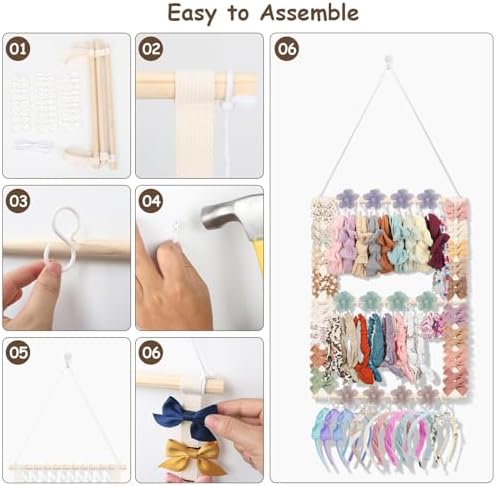 Headband Holder Hair Bow Organizer for Girls,Bow Holder w/ 30 Hooks - Image 6