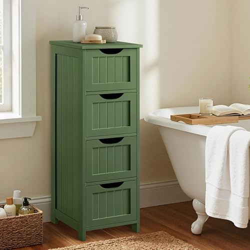 Yaheetech Bathroom Storage Cabinet, 12" W Slim 4-Drawer Design, Green - Image 2