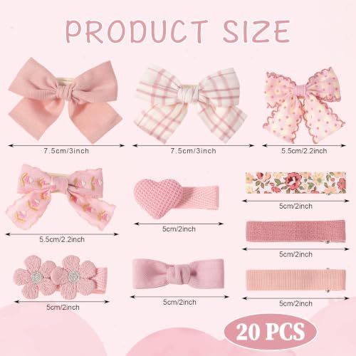 Needbrock 20 Pcs Baby Hair Clips Bow Accessories for Girls Toddlers Kids - Image 2