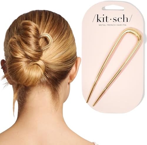 Kitsch French Hair Pins for Women | Secure Hold All Day - Gold, 1pc by Kitsch
