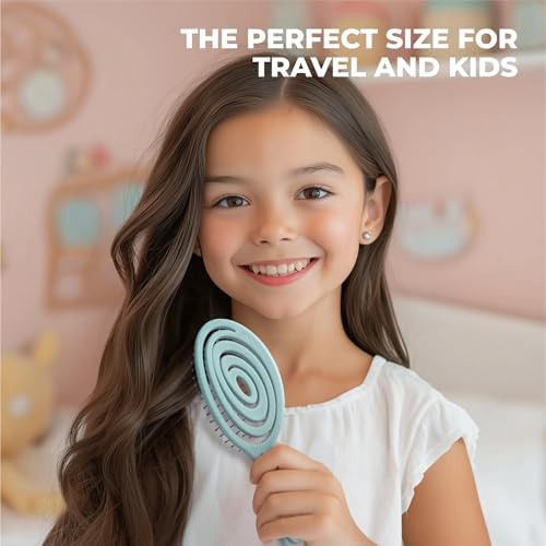 Ninabella Mini Detangler Brush - Small No Tangle Hair Brush for Purse and Travel - Hairbrush for Fine, Thick and Long Hair, Wet and Dry - Mint Green - Image 6