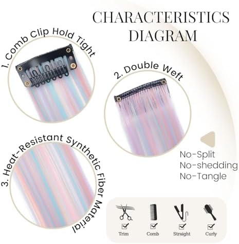10 Pcs Colored Clip in Hair Extensions 22 Inch Clip in Hair Extension - Image 3