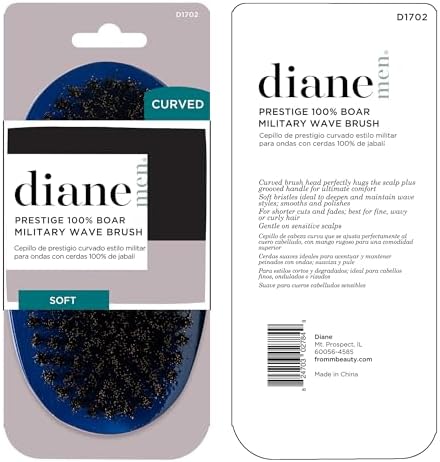 Diane Men’s Prestige 100% Soft Boar Bristle Curved Military Wave Brush for Styling and Wave Maintenance, Perfect for Short Cuts, Fades, and Fine, Wavy or Curly Hair, Blue - Image 6