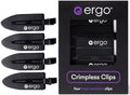 ERGO No-Crease Hair Clips – 4 Pcs Heat-Resistant Crimpless Clips for Hair Styling, Sectioning, Makeup | No Bend Clips for Women, Curls, Bangs, Salon Use by ergo