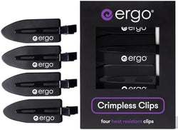 ERGO No-Crease Hair Clips – 4 Pcs Heat-Resistant Crimpless Clips for Hair Styling, Sectioning, Makeup | No Bend Clips for Women, Curls, Bangs, Salon Use by ergo