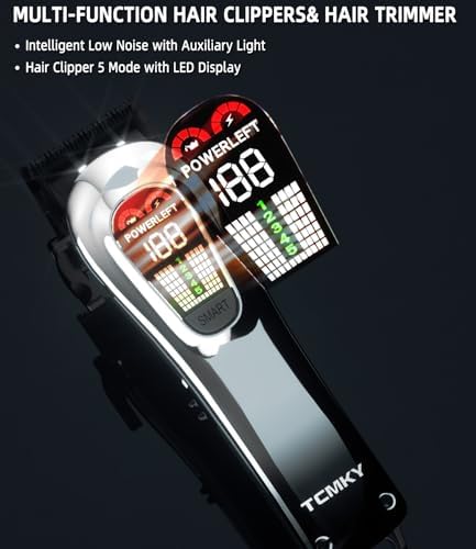 TCMKY Hair Clippers for Men, Professional Clippers and Trimmers Set, Cordless Clippers for Hair Cutting, Beard Trimmer, Barber Clippers, Rechargeable Electric Shaver - Image 6