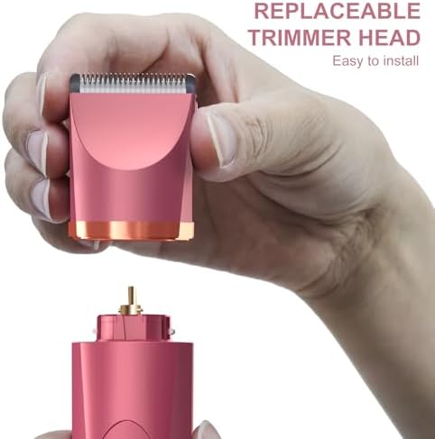 OLOV Electric Body Hair Trimmer - Groin Trimmer for Men - Bikini Trimmer Women - Wet/Dry Shaver Groomer, Replaceable Ceramic Blade Heads, USB Recharge Dock, Waterproof Hygiene Razor, Red - Image 4
