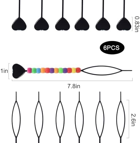 6-Pack Hair Pull Through Tool, Hair Beader for Braids with Colorful Beads, Ponytail Maker Styling Loop - Image 3