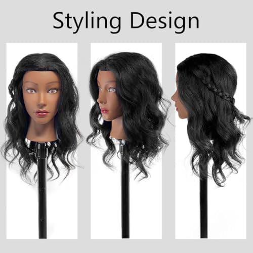 Mannequin Head Human Hair with Tripod Stand 100% Real Hair Doll Head - Image 6