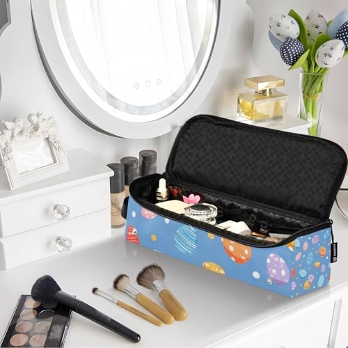 Hair Tools Travel Bag with Heat Resistant Mat 2-in-1 Hot Tools Travel Bag Organizer Flat Curling Iron Travel Case for Straightener Blue Polka Dot Easter Egg - Image 7