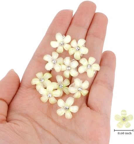 YISSION Mini Yellow Rhinestone Flower Hair Clips - Cute Decorative Hair Pins, Barrettes and Bridal Accessories for Girls and Women - Image 6