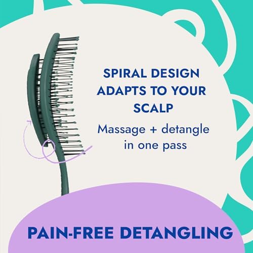 Ninabella Detangling Hair Brush - Gentle Detangler Brush for Curly, Fine, Thick and Long Hair - Hairbrush for Women - For Wet and Dry Hair - Stone Edition - Emerald Green - Image 2