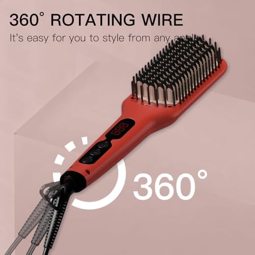 MEGAWISE Ionic Ceramic Hair Straightener Brush with LED Display - Image 5