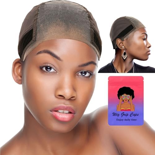 Lace Wig Grip Cap for Women 4x5 Transparent Lace Front Wig Cap with Gripper Headband to Keep Wig In Place Adjustable Lace Wig Gripper Make Your Wigs Gluless (Brown, Large) by Unknown