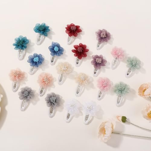 YHXX YLEN 20PCS Chiffon Flower Hair Clips Handmade Wrapped Snap Hair Clips - Image 4
