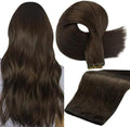 Full Shine Hand Tied Weft Hair Extensions Dark Brown for Women 18 Inch 50G by FullShine