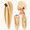 – Microfiber Hair Towel Wrap for Women, Super Absorbent, Quick Dry, Lightweight, Anti-Frizz, Long Thick Curly Hair (Champagne Sand, Medium) by SmartHairTowel