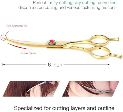 JASON Curved Hair Cutting Scissors - 6" Professional Trimming Shears - Image 3