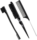 Geiserailie 3 Pcs Slick Back Hair Brush Set Bristle Brush, Black by Geiserailie