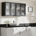 Furnaza Black LED Wall Storage Cabinets with Adjustable Shlelf by Furnaza
