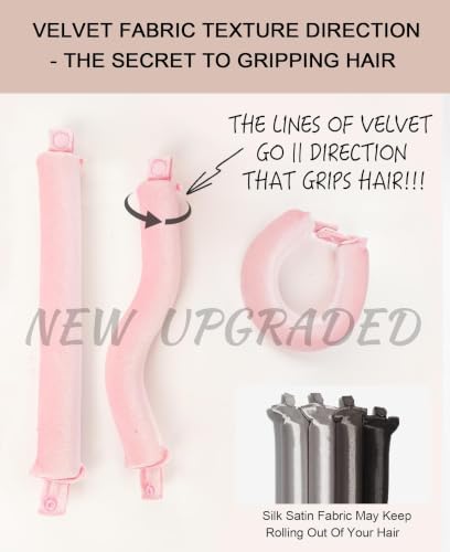 Classic Heatless Curls Overnight Rods - Upgraded Directional Grip Velvet Heatless Hair Curler to Sleep in No Heat Heatless Curling Flexi Rods Foam Hair Rollers for Blowout Look Medium & Long Hair - Image 5