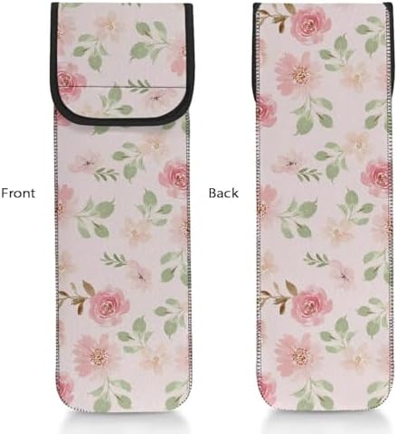 Flashideas Floral Flat Iron Case Curling Iron Organizers and Storage with Pocket Heat Resistant Neoprene Curling Iron Holder Universal Curling Iron Cover Sleeve Hot Tools Travel Bag - Image 7