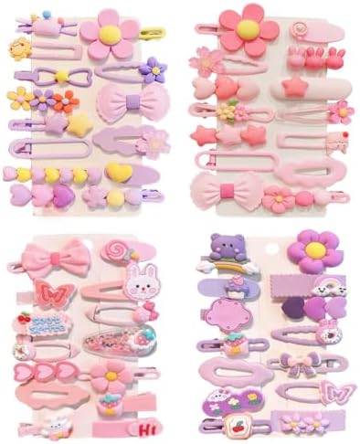 56 pcs Girl Hair Clips Cute Clips for Toddler Girls Hair Accessories for Kids Rabbit/Flower/Bow Colorful Patterns by Ooosonlu