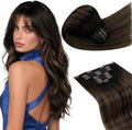 LaaVoo 150g Clip in Extensions Real Human Hair Espresso Light Brown by LaaVoo