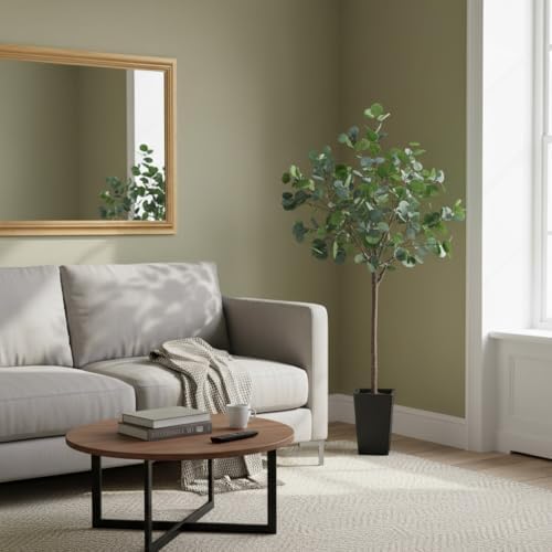 Aveyas 5ft Artificial Eucalyptus Tree for Home Decor, 5 ft Large Faux Floor Plant Fake Silk Trees with Pot for Indoor Outdoor House Living Room Office (5 Feet Tall Including Raised Pot) - Image 4