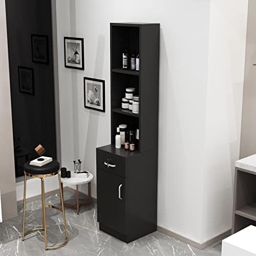 Paddie Wall Mount Barber Salon Stations for Hair Stylist, Hair Stylist Salon Equipment Set Beauty Spa Furniture with Shelves/Lockable Drawers/Storage Cabinet (Black3) - Image 5