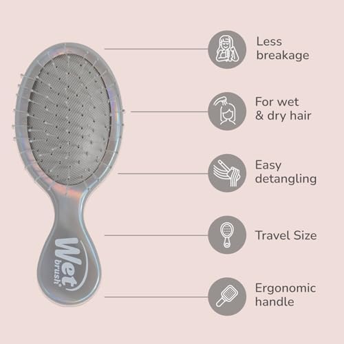 Wet Brush Mini Detangler Hair Brush, Chrome (Iridescence Icon), Detangling Travel Hairbrush, Ultra-Soft IntelliFlex Bristles Glide Through Tangles with Ease, Pain-Free, All Hair Types, Limited Edition - Image 4